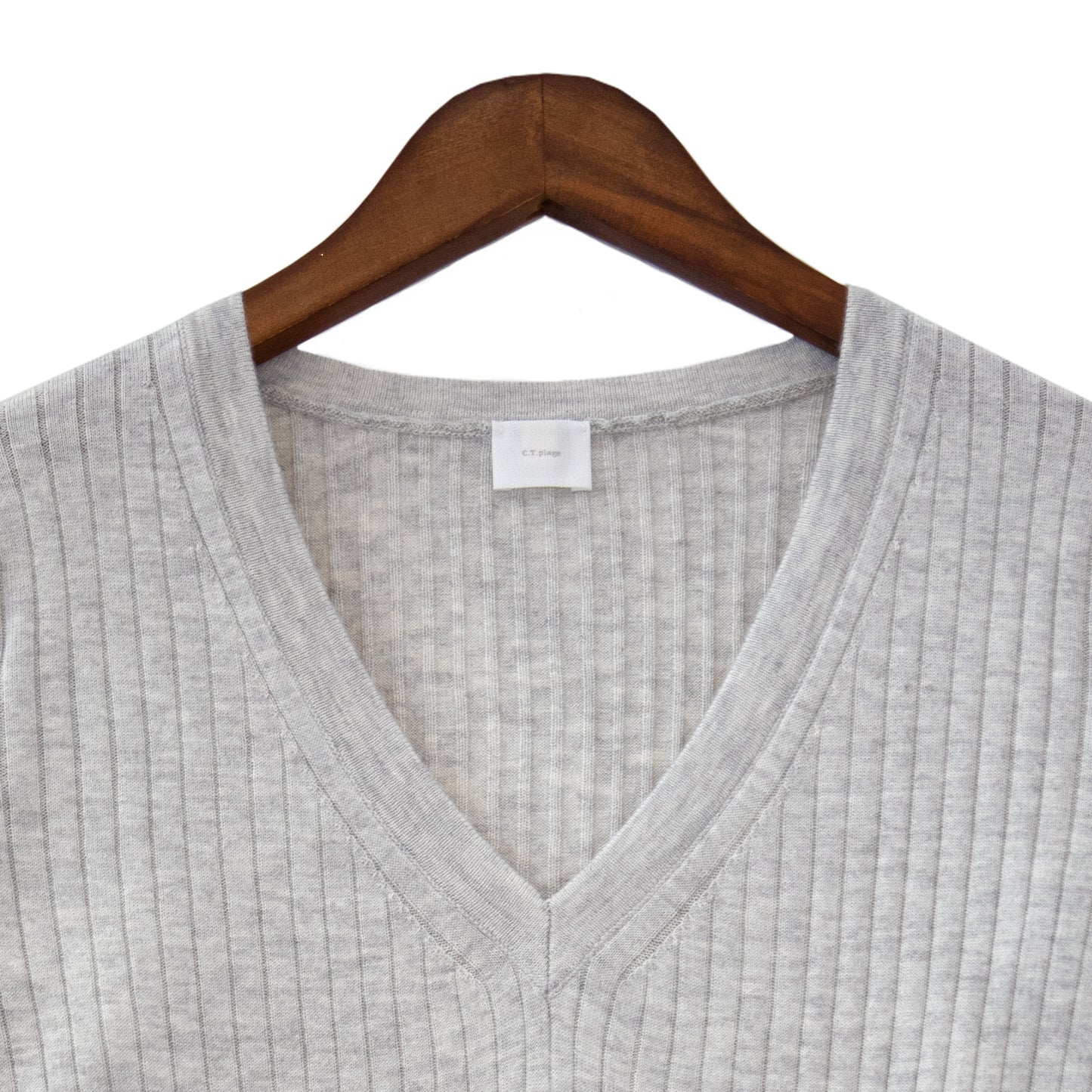 Archive item Silk cashmere rib v-neck pullover /CT23105