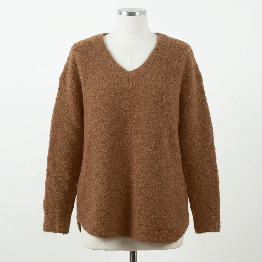 26AW Pull col V en maille bouclée d'Alpaga /CT22330