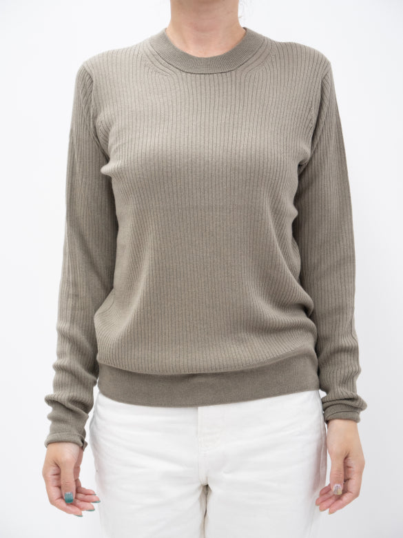 Re Stock Silk cashmere crew neck rib pullover /CT25109