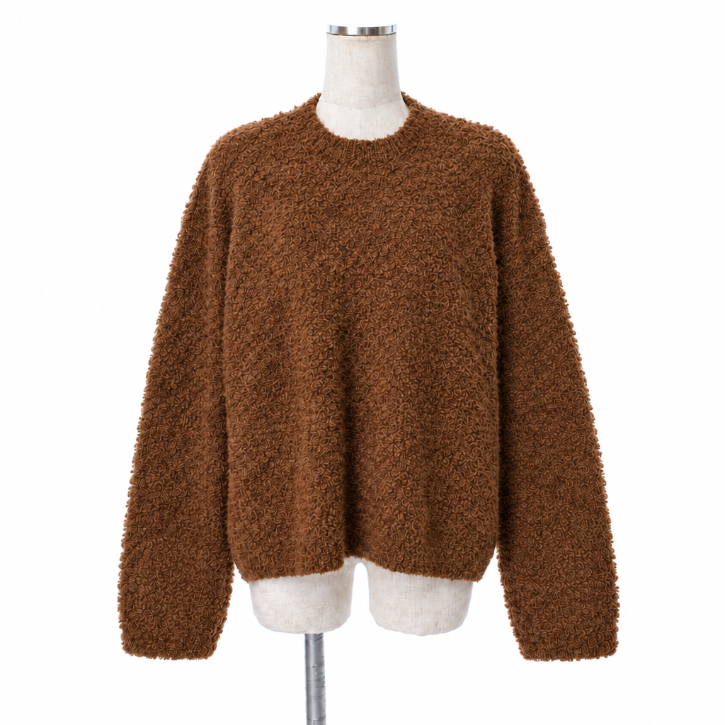 26AW Pull ample en laine d'alpaga bouclé /CT24320