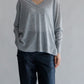 Original light wool side slit v-neck pullover /CT21324