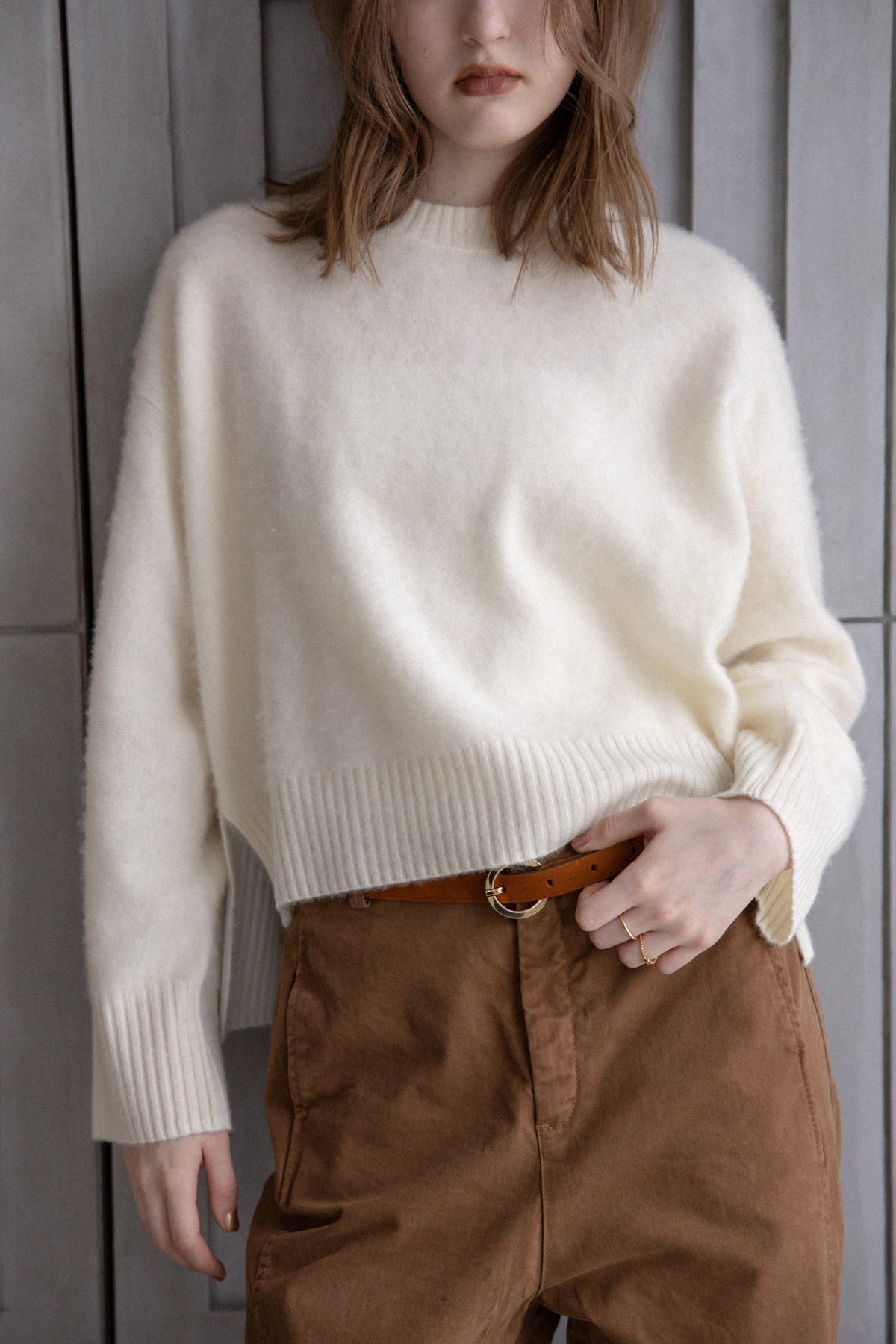 26AW Pull ras du cou en laine RWS grattée /CT26318