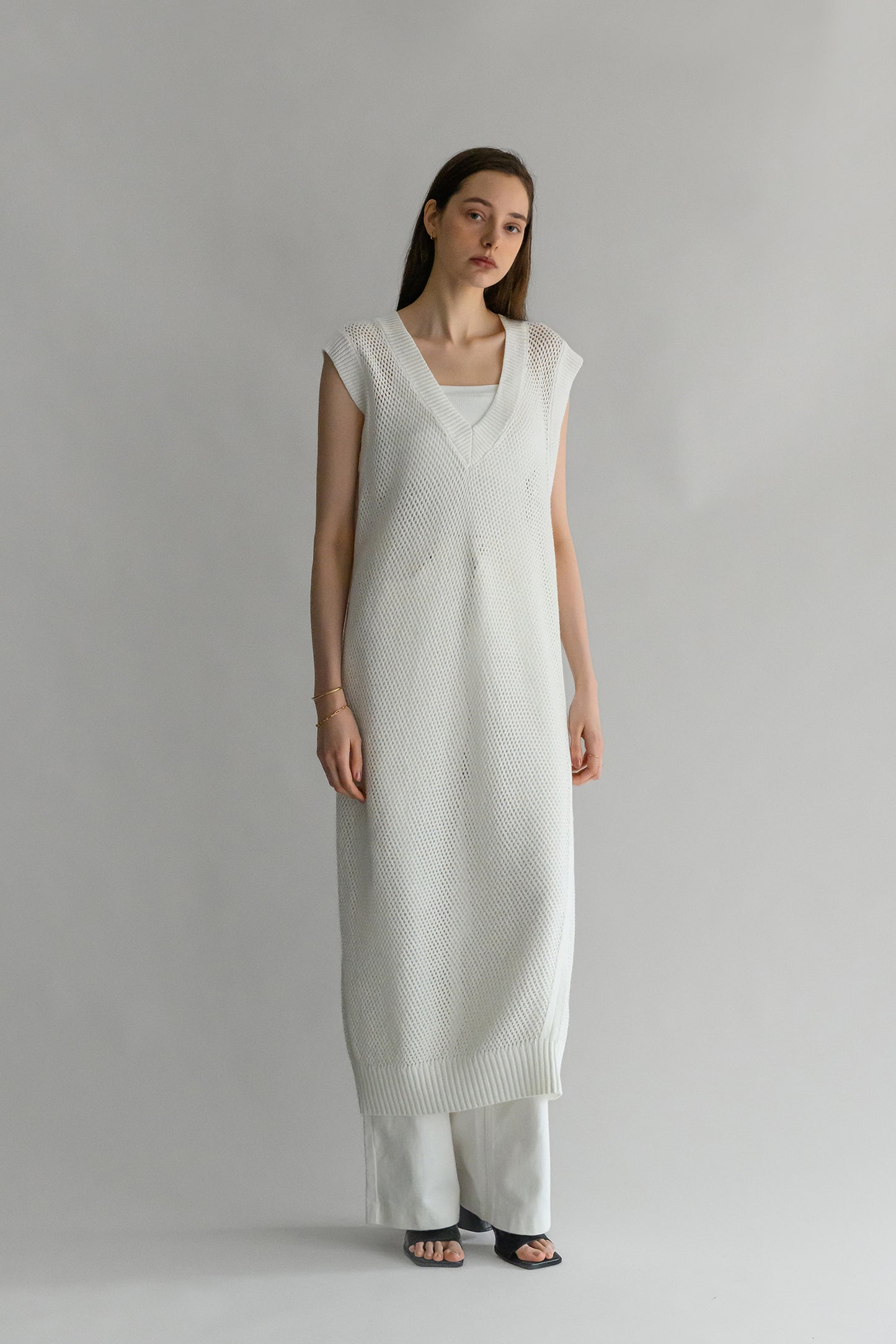 Cotton linen mesh dress /CT24126 C.T.plage Cotton linen mesh dress /CT24126 C.T.plage