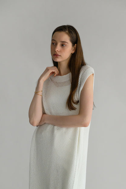Cotton linen mesh dress /CT24126 C.T.plage Cotton linen mesh dress /CT24126 C.T.plage