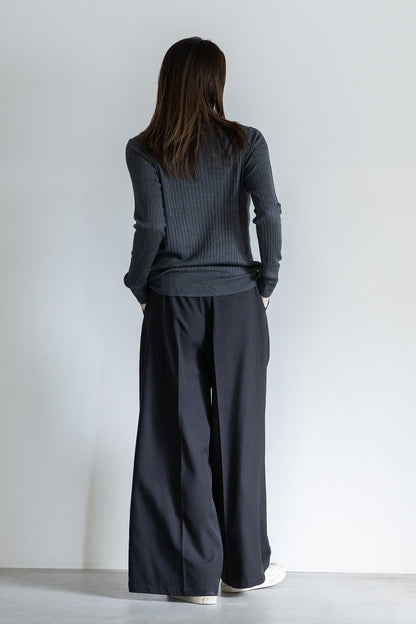 Re Stock Silk cashmere wide rib turtle pullover /5561