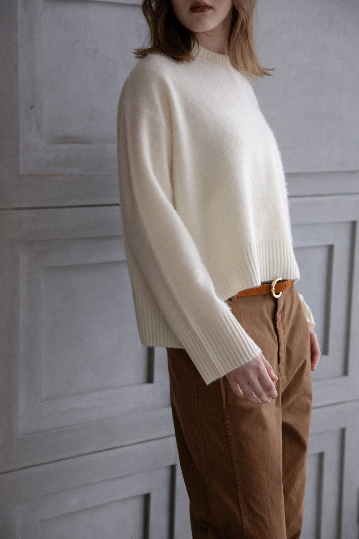 26AW Pull ras du cou en laine RWS grattée /CT26318