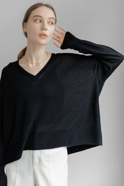 24AW Original light wool oversized v-neck pullover  /CT24305