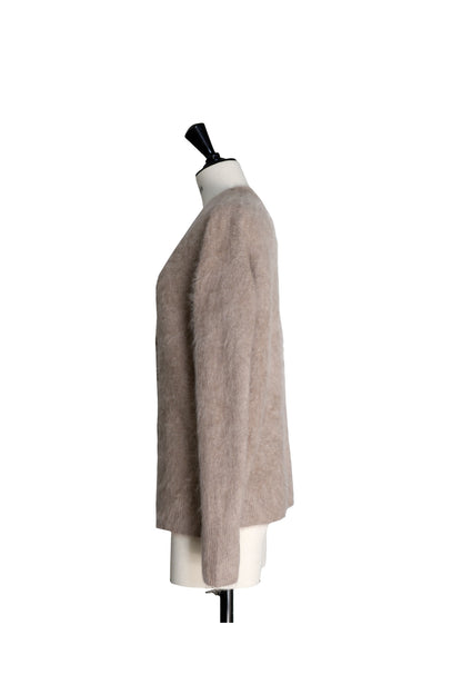 Fur cashmere V-neck cardigan /CT21350