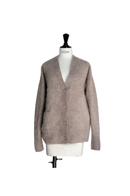 Fur cashmere V-neck cardigan /CT21350