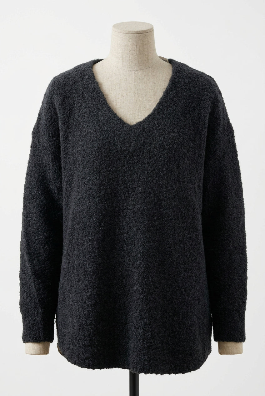 26AW Pull col V en maille bouclée d'Alpaga /CT22330