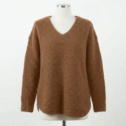 26AW Pull col V en maille bouclée d'Alpaga /CT22330