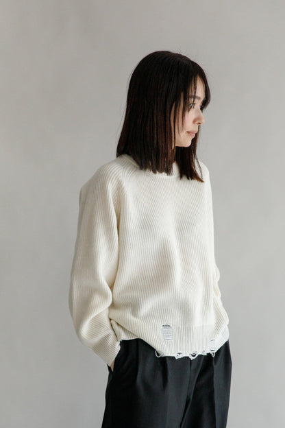 Wool cashmere distressed pullover /CT23316