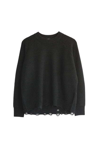 Wool cashmere distressed pullover /CT23316