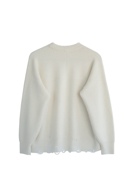 Wool cashmere distressed pullover /CT23316