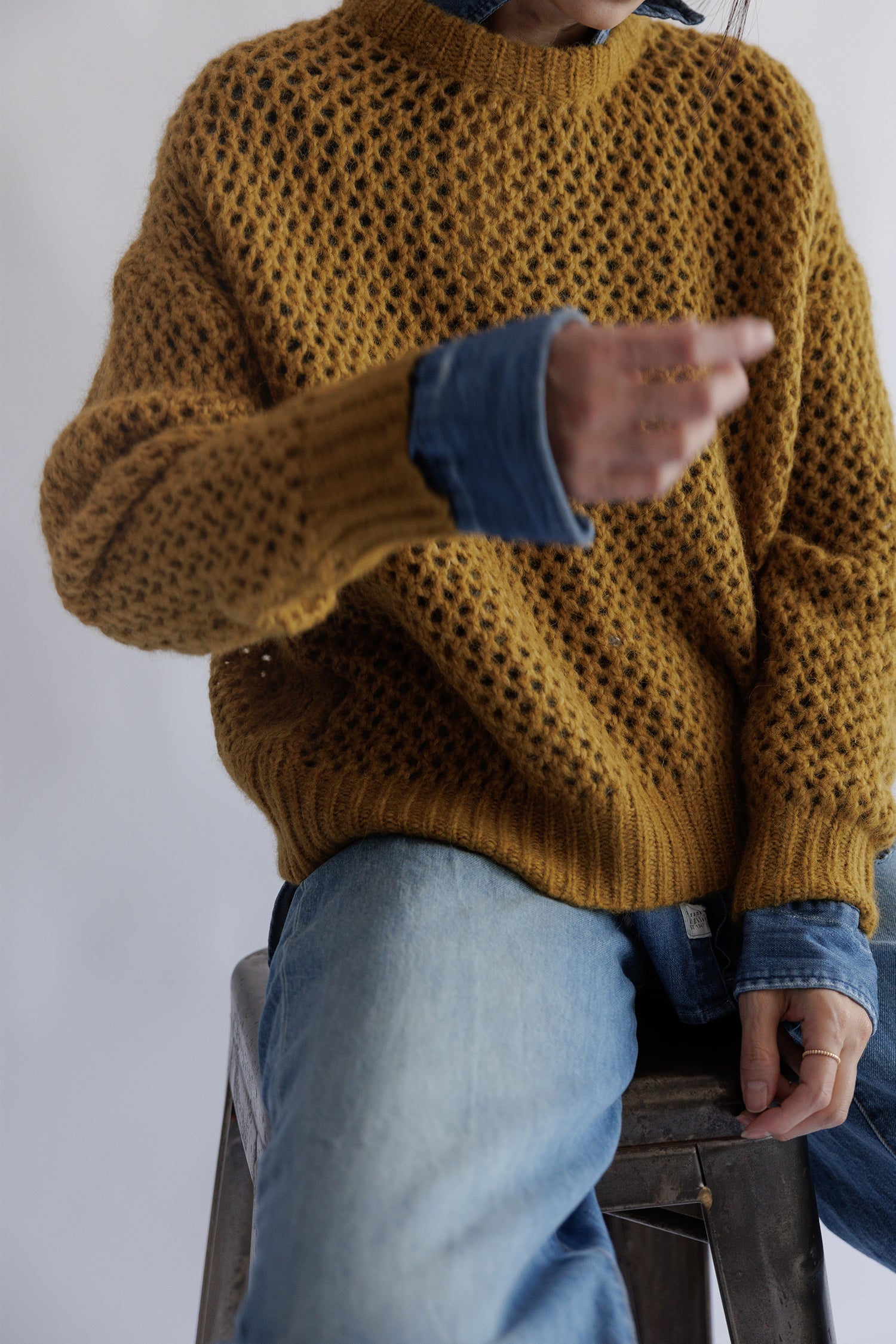 Alpaca wool mesh pullover /CT23326