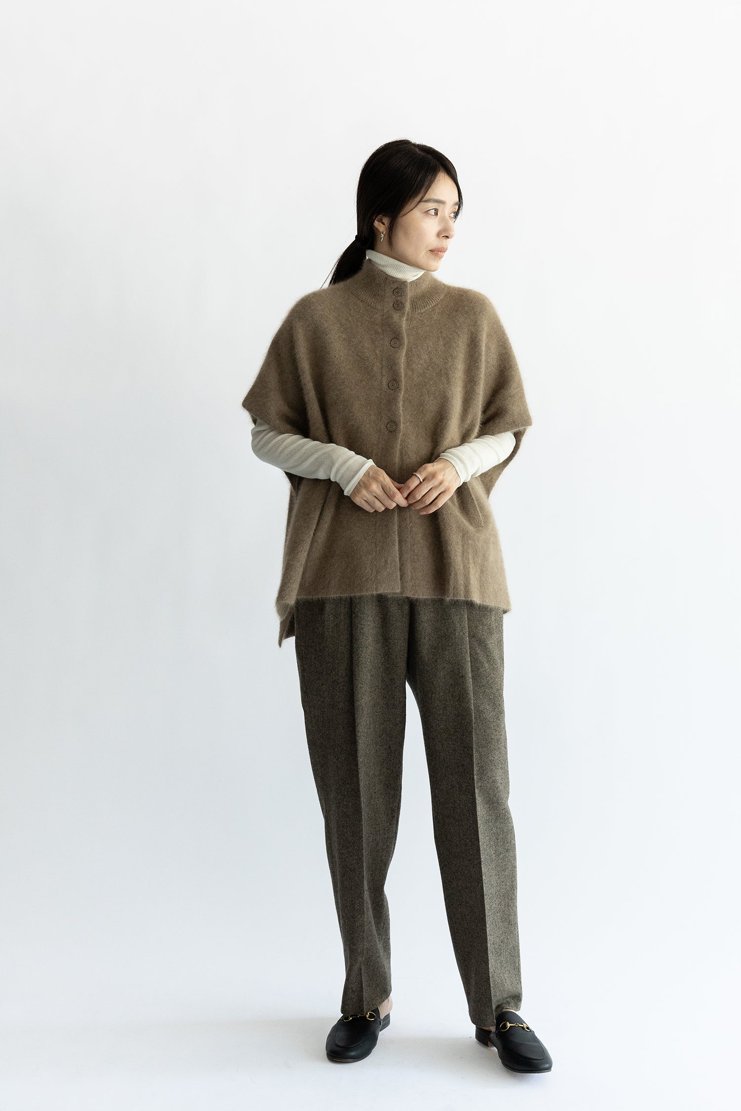 26AW Poncho en laine de raton laveur /CT23338