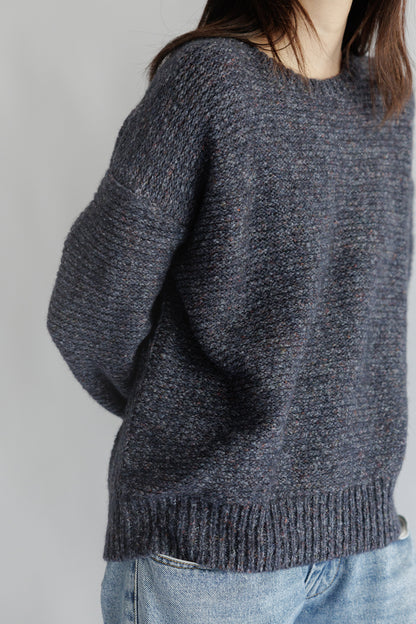 Wool cotton nep crew neck pullover /CT23342