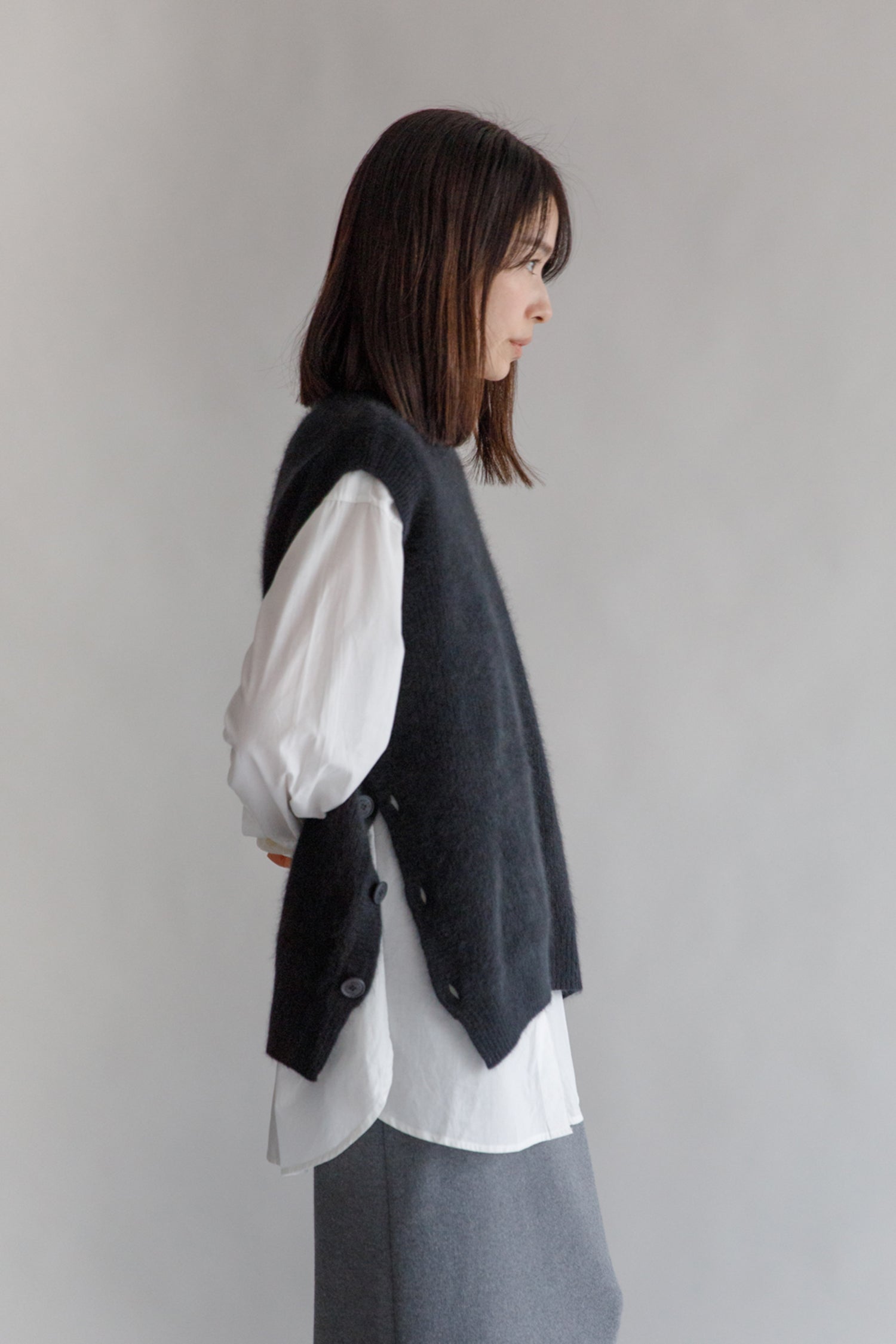 Raccoon side button vest /CT24101