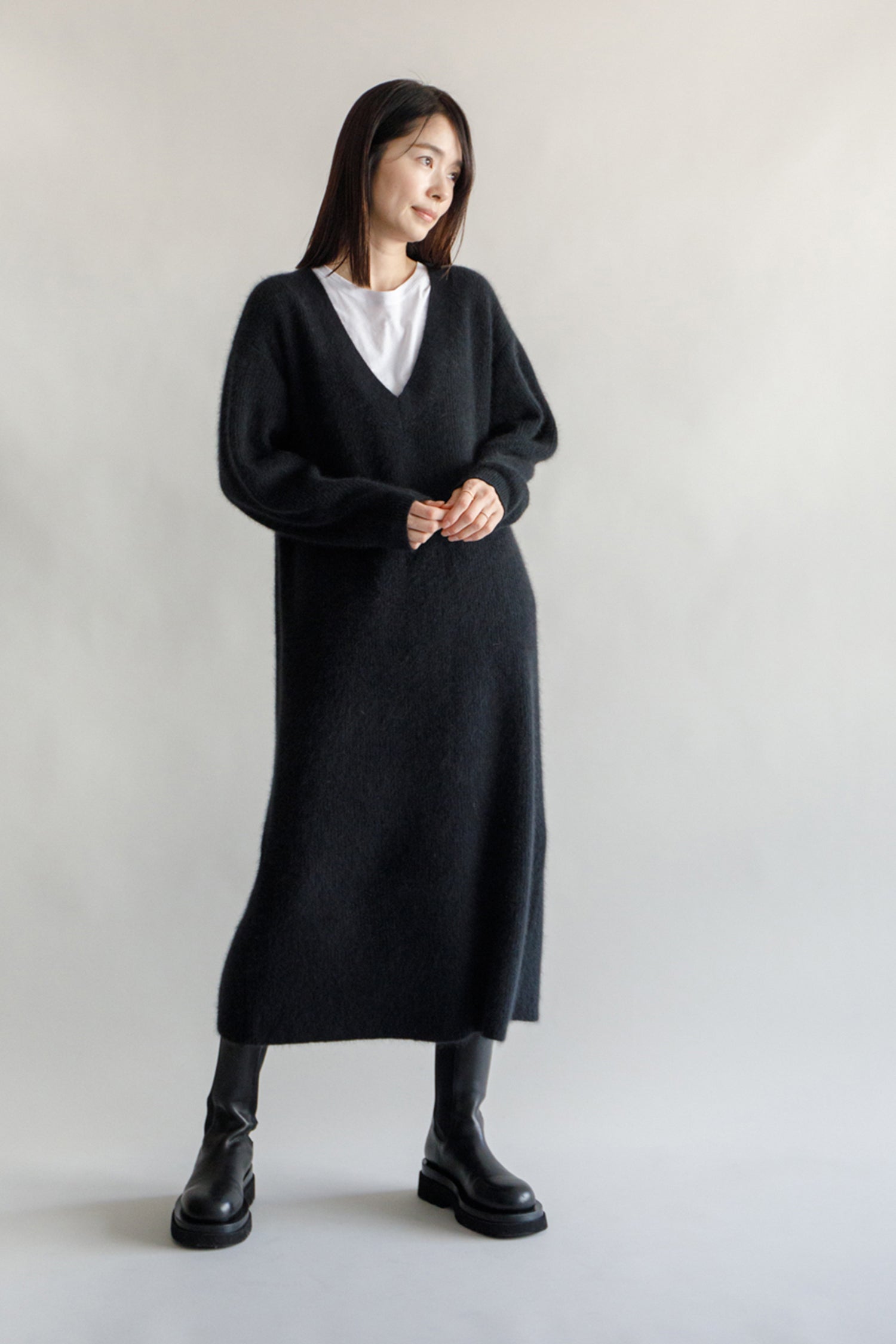 Laine Robe Filet Noir Robe Longue En Dentelle