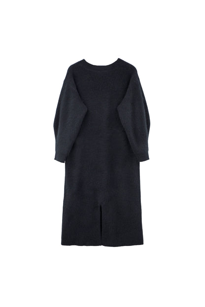 24SS capsule Robe à manches volumineuses en laine de raton laveur /CT24104