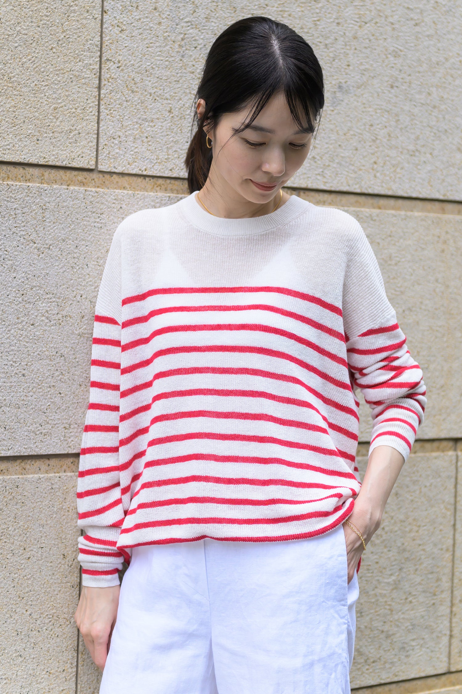 24SS Linen ribbed pullover /CT24132【CP04】