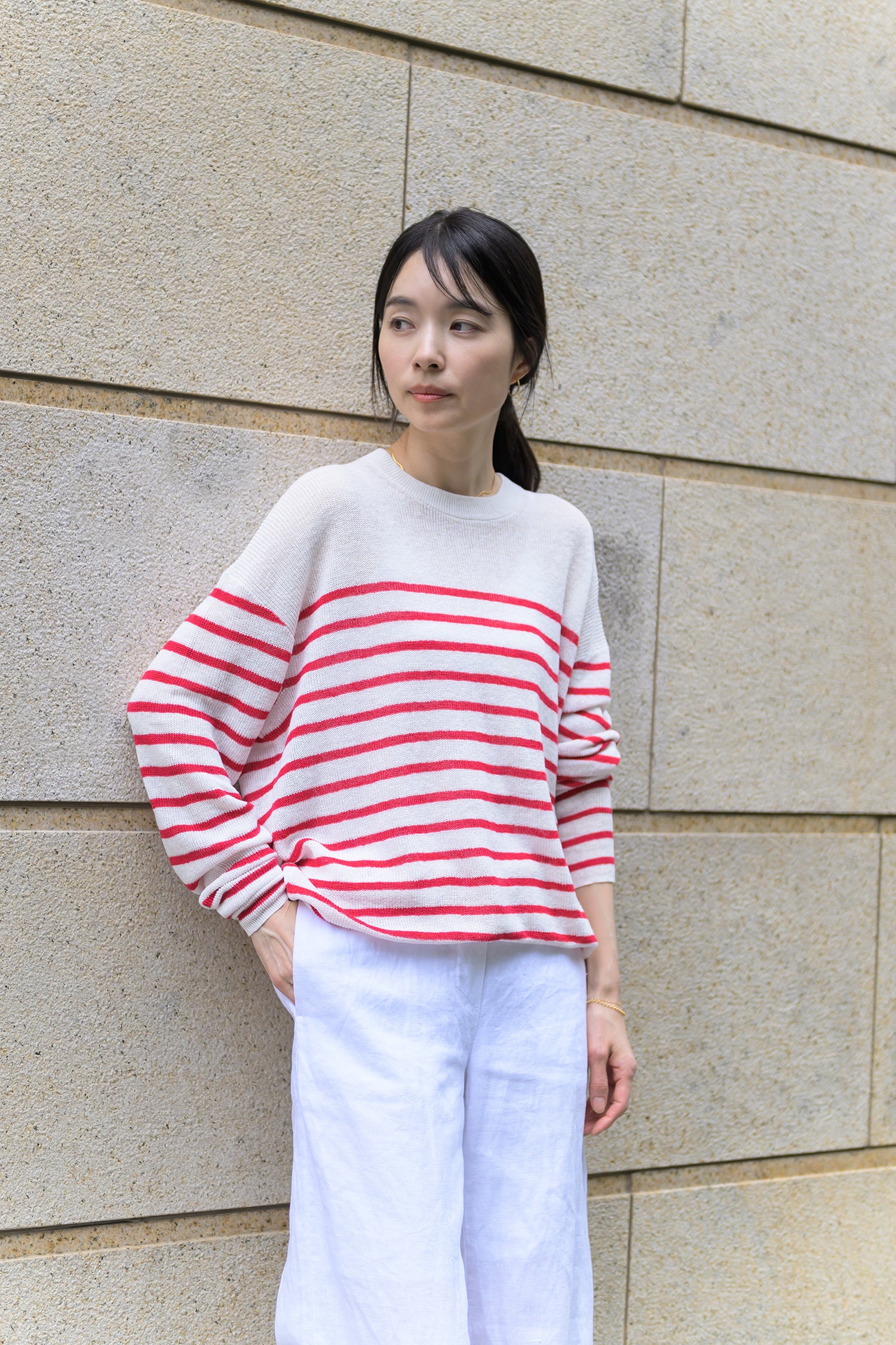 24SS Linen ribbed pullover /CT24132【CP04】