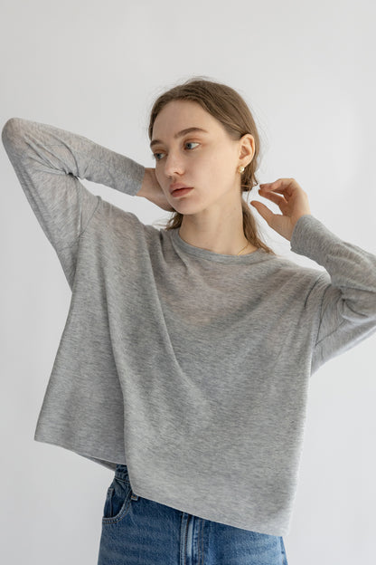 24AW Pull oversized en laine légère original à col ras du cou /CT24304





