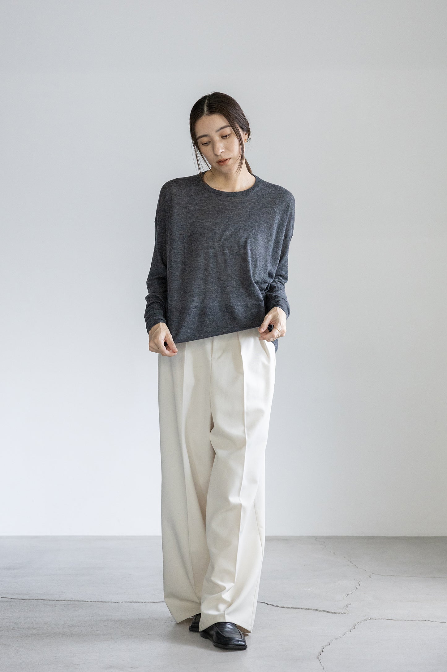 26capsule Original light wool oversized crew neck pullover /CT24304