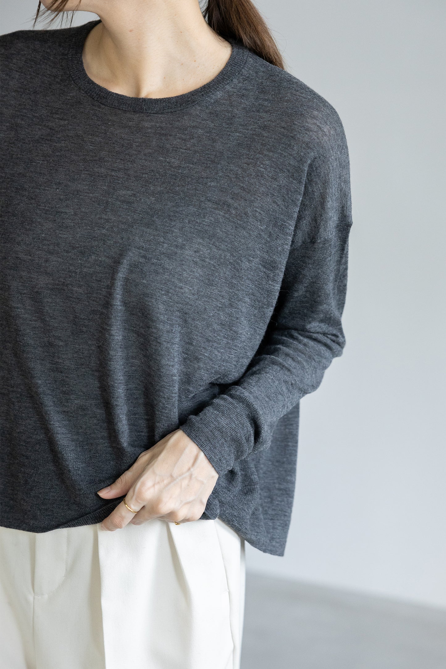 26capsule Original light wool oversized crew neck pullover /CT24304