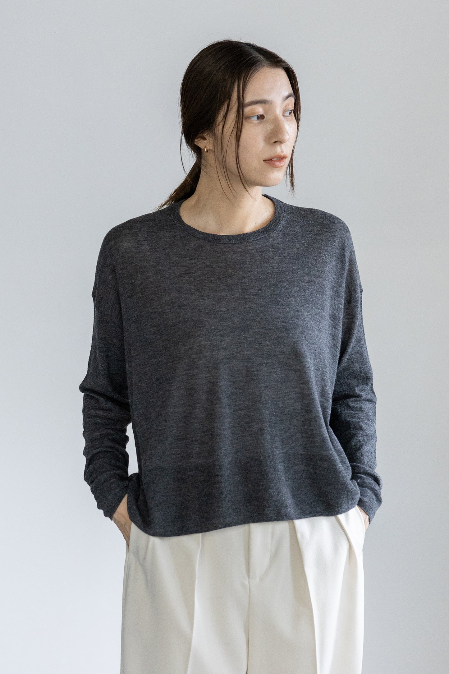 26capsule Original light wool oversized crew neck pullover /CT24304