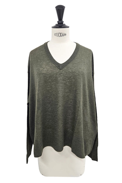 26capsule Pull à col V surdimensionné en laine légère originale /CT24305