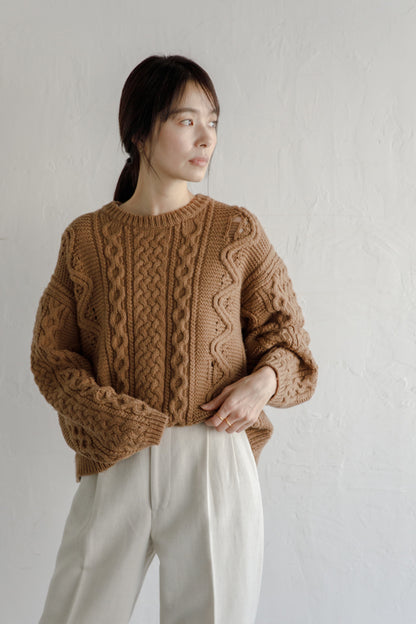 Bright40/ 24AW Pull en laine lavée Camel /CT24309