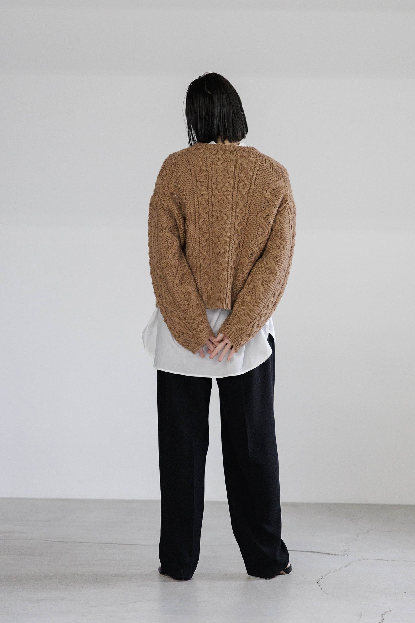 Bright40/ 24AW Pull en laine lavée Camel /CT24309