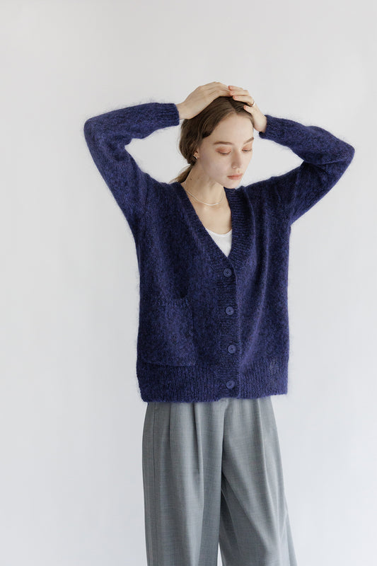 24AW Cardigan en soie et mohair avec fente latérale  /CT24311