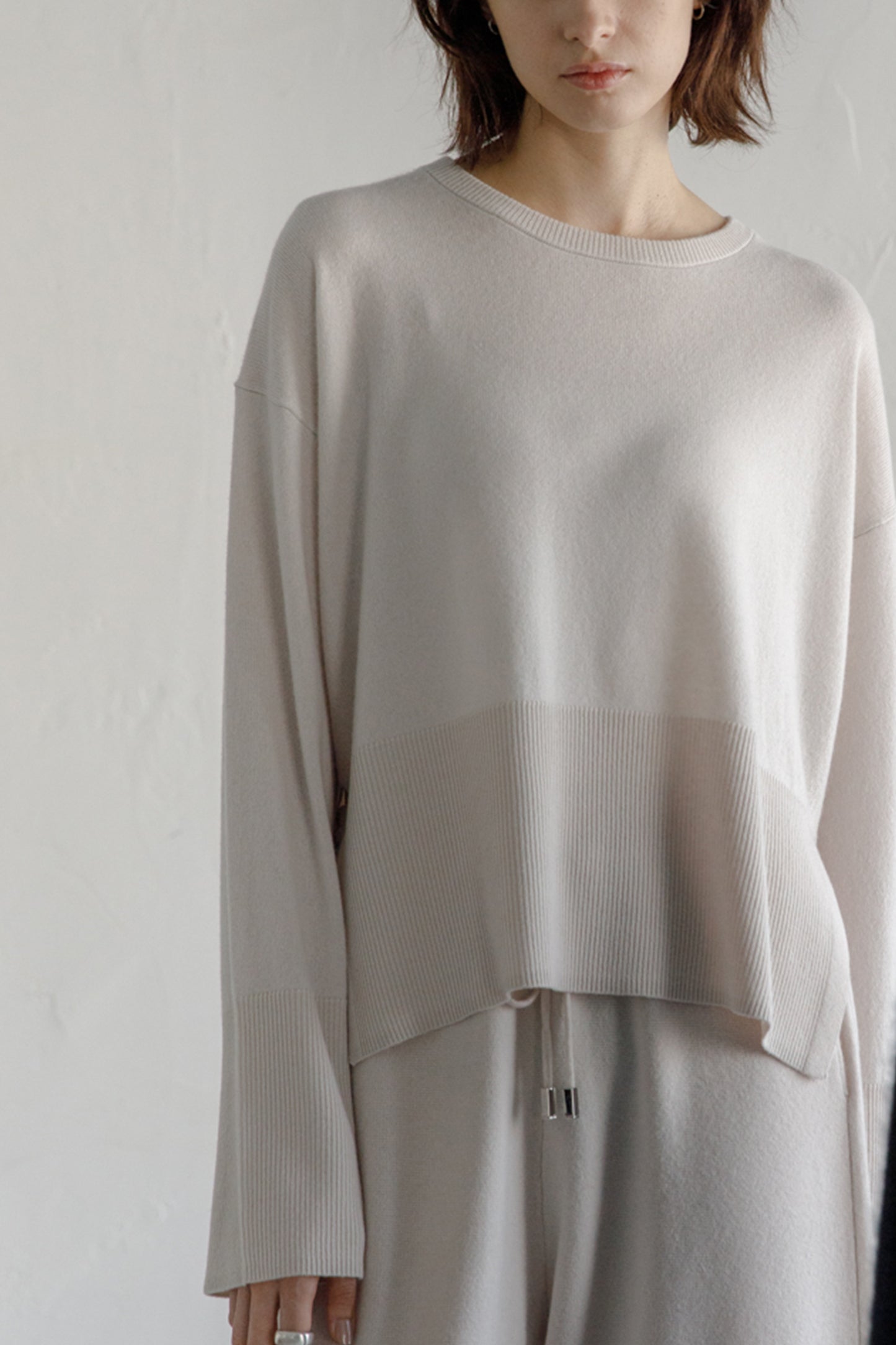 24AW Cashmere long rib pullover /CT24313