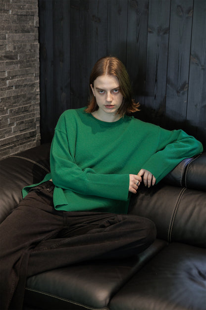 24AW Cashmere long rib pullover /CT24313