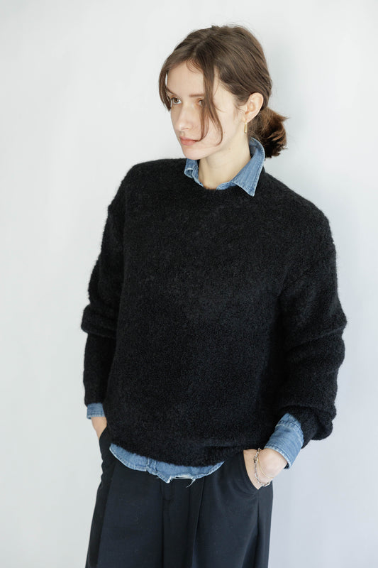 Bright40/ 24AW Pull ample en laine d'alpaga bouclé  /CT24320