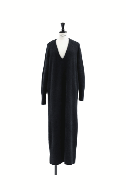 24AW Robe col V en renard laveur /CT24325