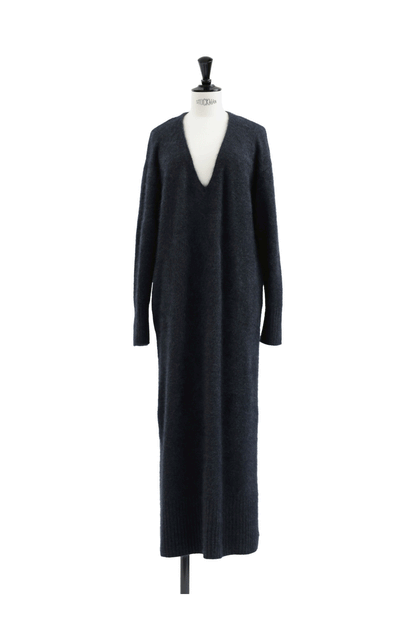 24AW Robe col V en renard laveur /CT24325