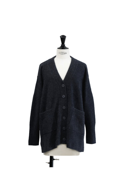 24AW Cardigan oversize en laine de renard et raton laveur  /CT24334