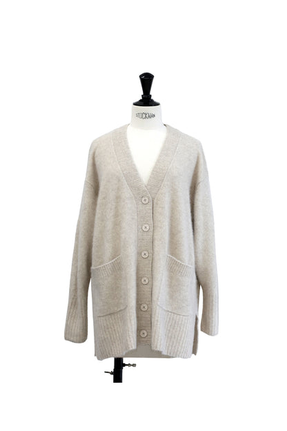 24AW Cardigan oversize en laine de renard et raton laveur  /CT24334