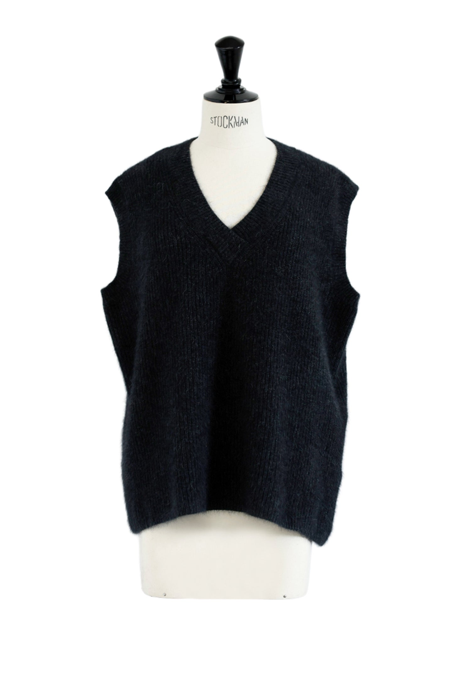 25AW Gillet sans manches col V en laine de renard et raton laveur /CT25103