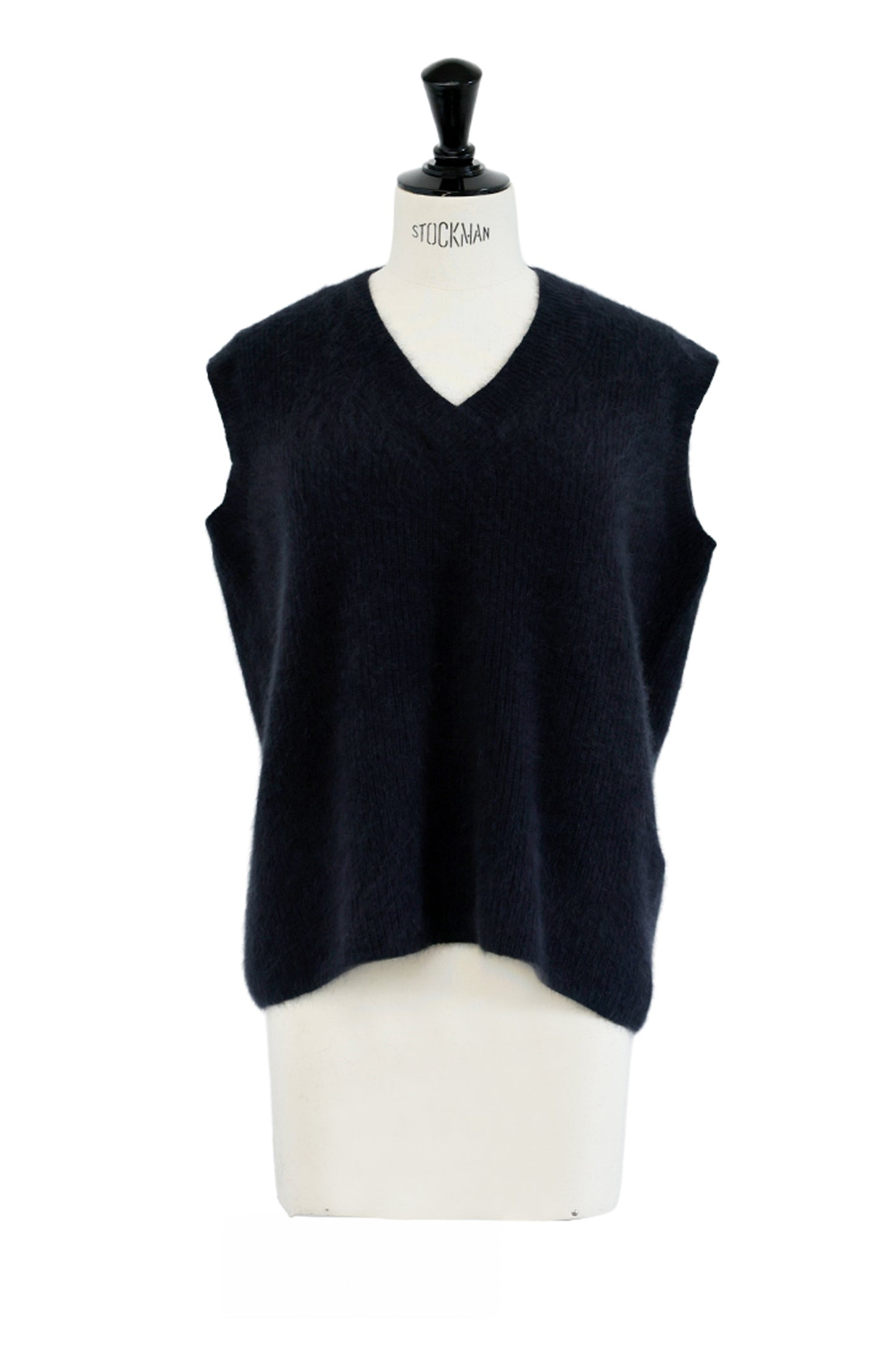 25AW Gillet sans manches col V en laine de renard et raton laveur /CT25103