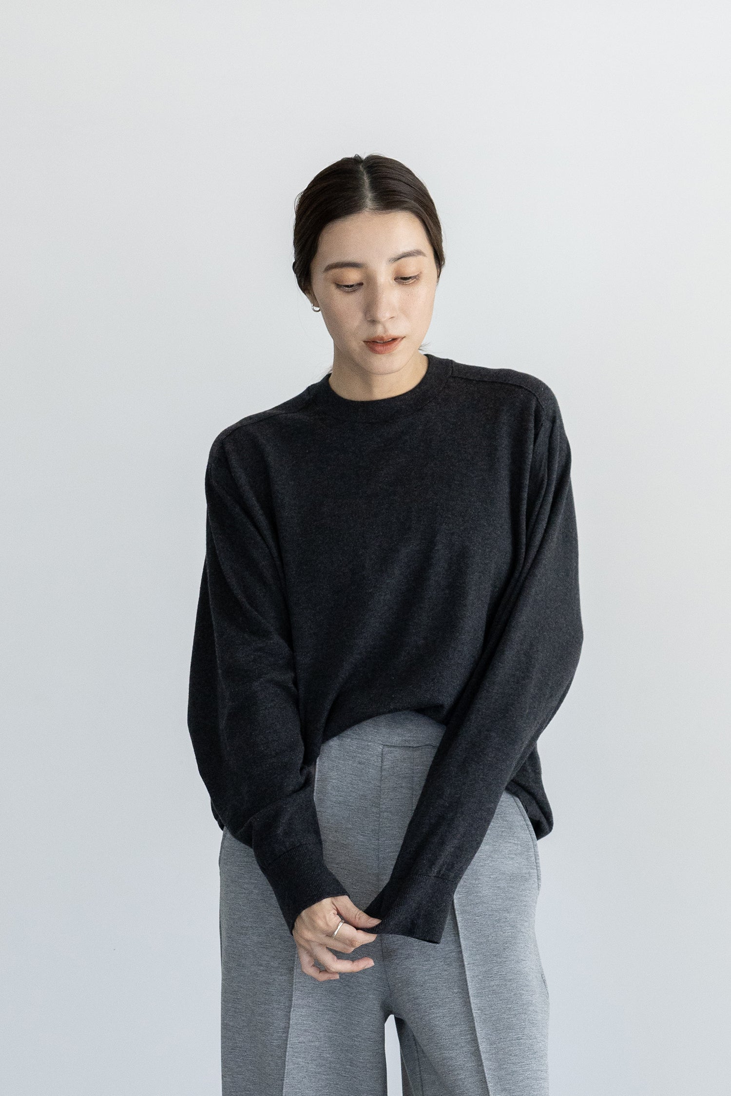 トップス Afiit / COTTON CASHMERE LS BLACK 25AW COTTON CASHMERE LS GRAY | FUDGE UP NOTHING