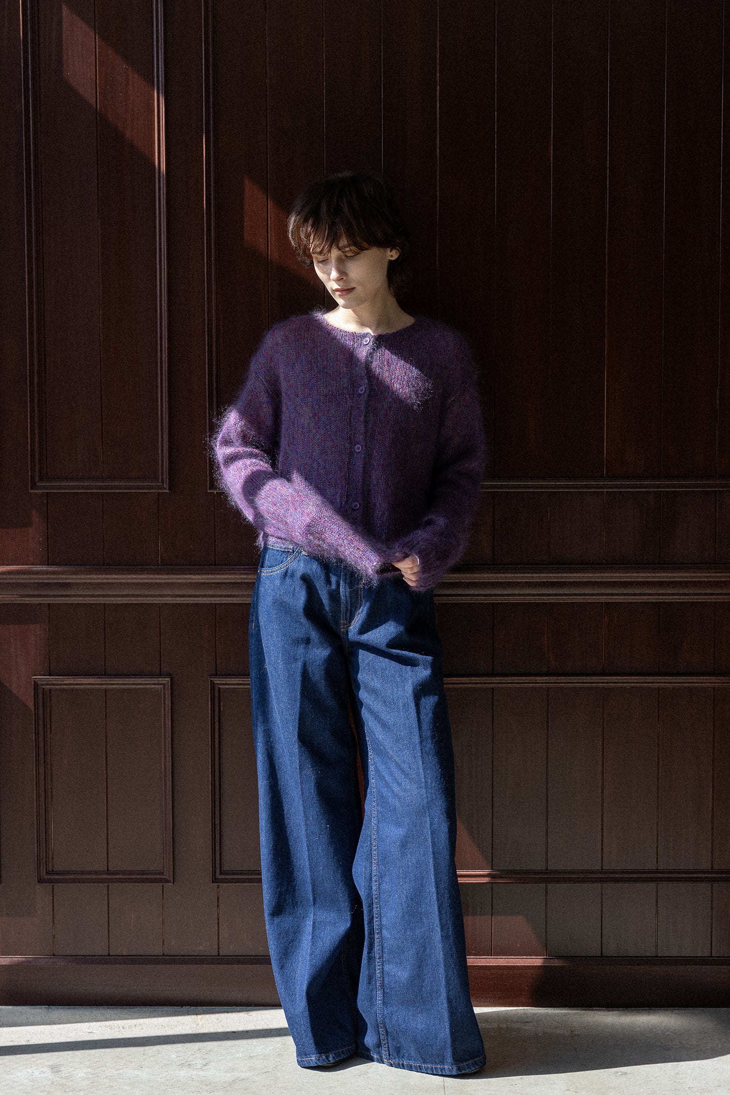 25AW Cardigan court en soie mohair /CT25314