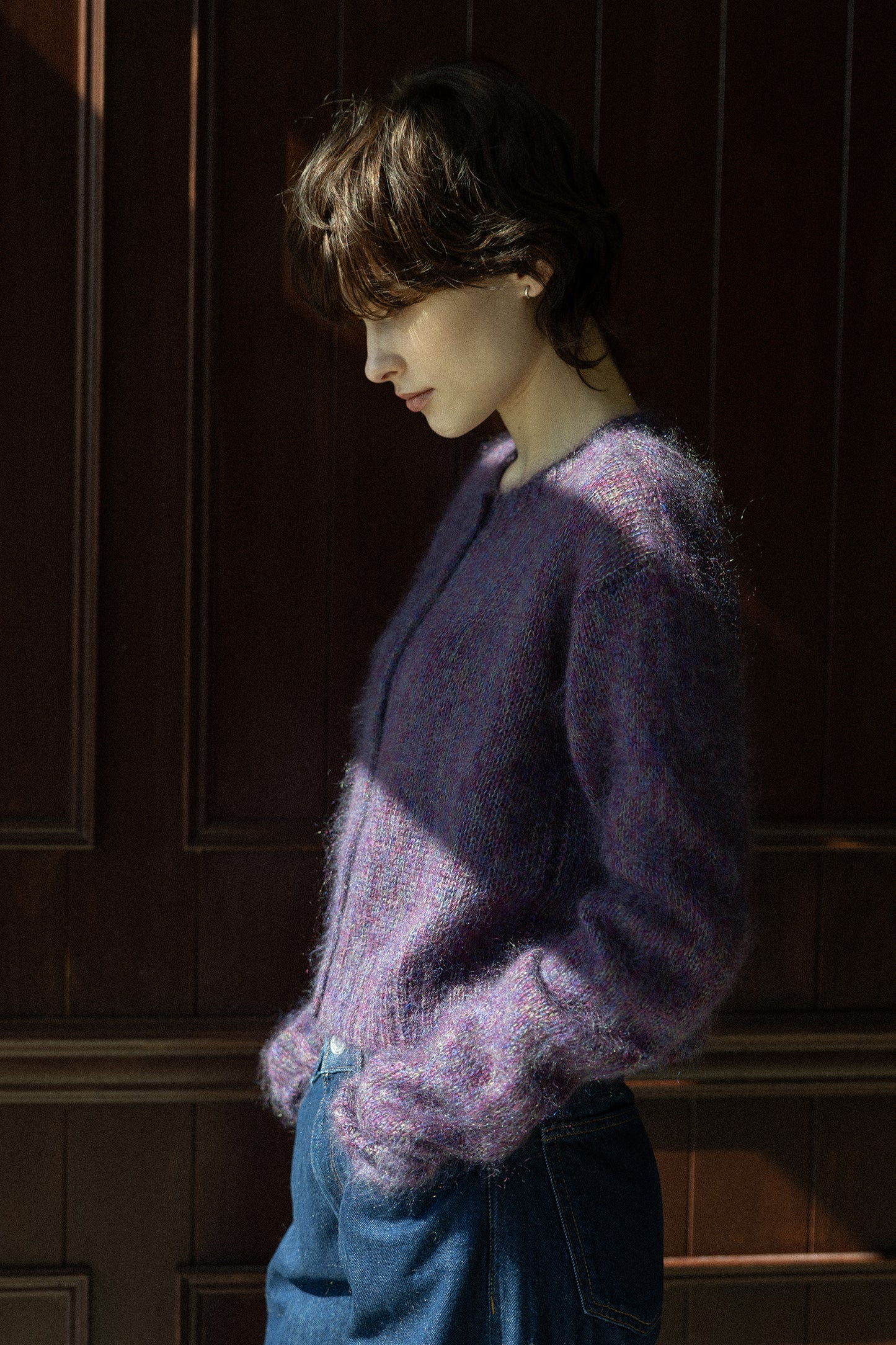 25AW Cardigan court en soie mohair /CT25314