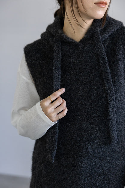 25AW Pull sans manches à capuche en alpaga /CT25318