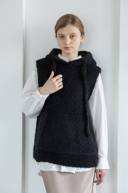 25AW Pull sans manches à capuche en alpaga /CT25318