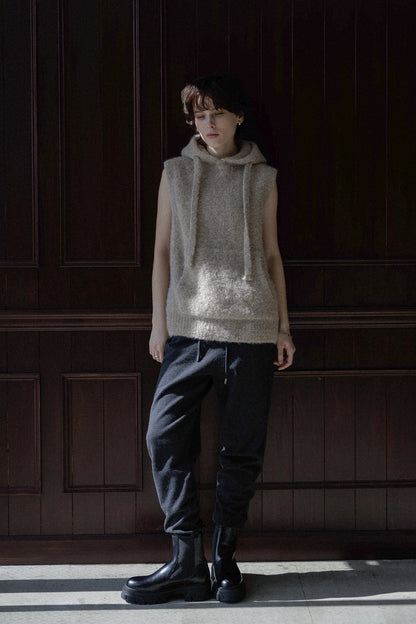 25AW Pull sans manches à capuche en alpaga /CT25318