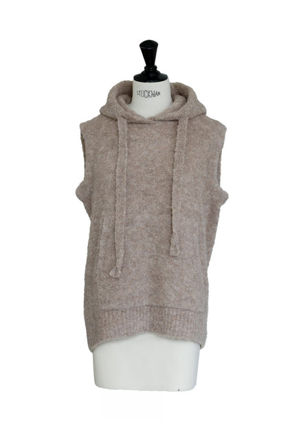 25AW Pull sans manches à capuche en alpaga /CT25318
